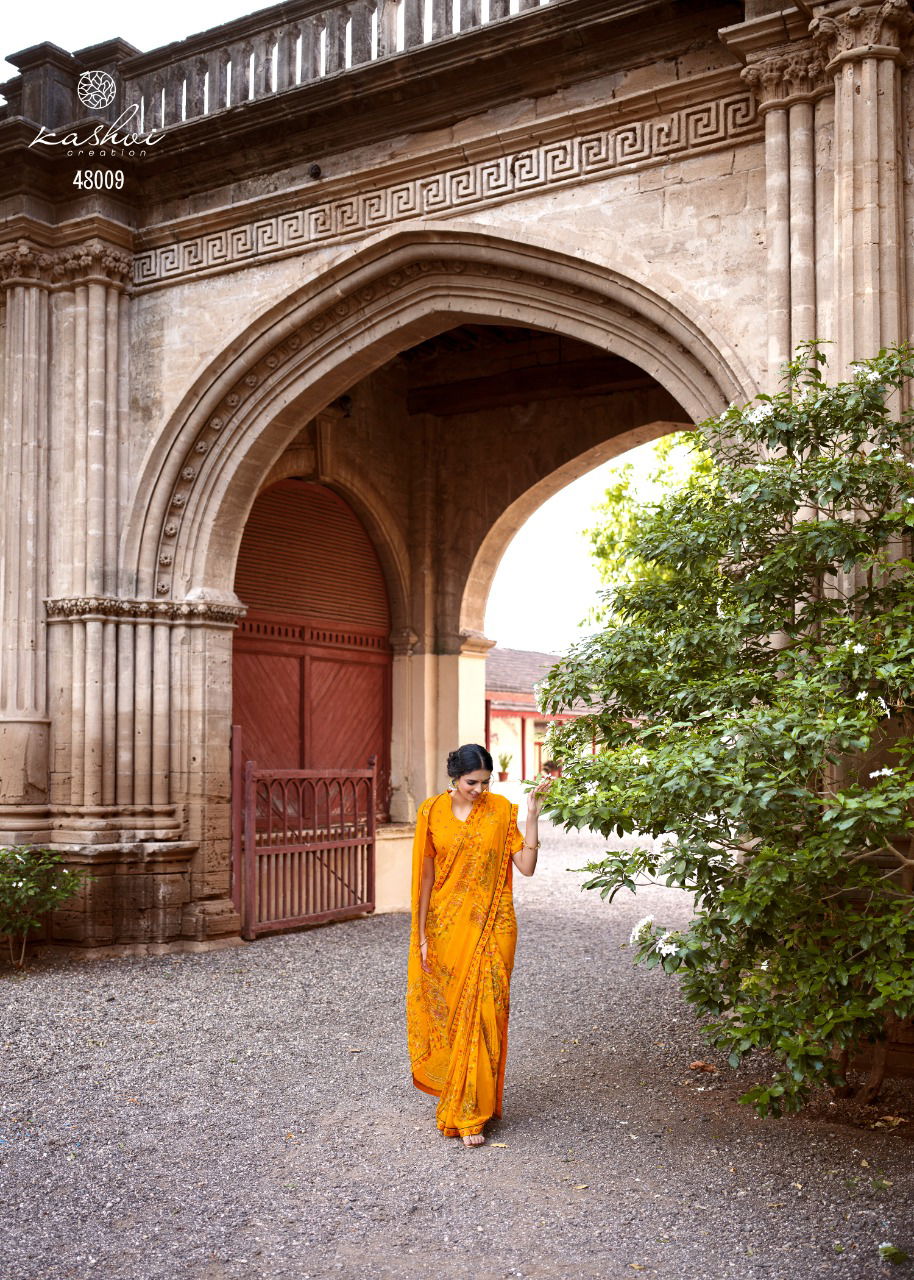Kashvi Jasleen Fancy Wear Georgette Ethnic Wear Printed Saree Collection